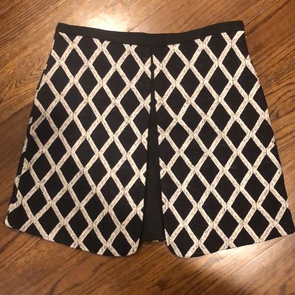ELIZABETH AND JAMES Womens IRENE Black and White Diamond Pattern Mini Skirt Sz 8 - Picture 1 of 13